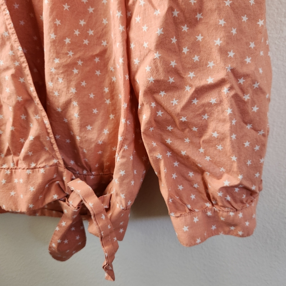 Madewell Women's Wrap Top Shirt In Star Scatter Coral Peach Size Medium - Picture 5 of 9